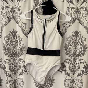 White and Black Sleeveless with skirt costume